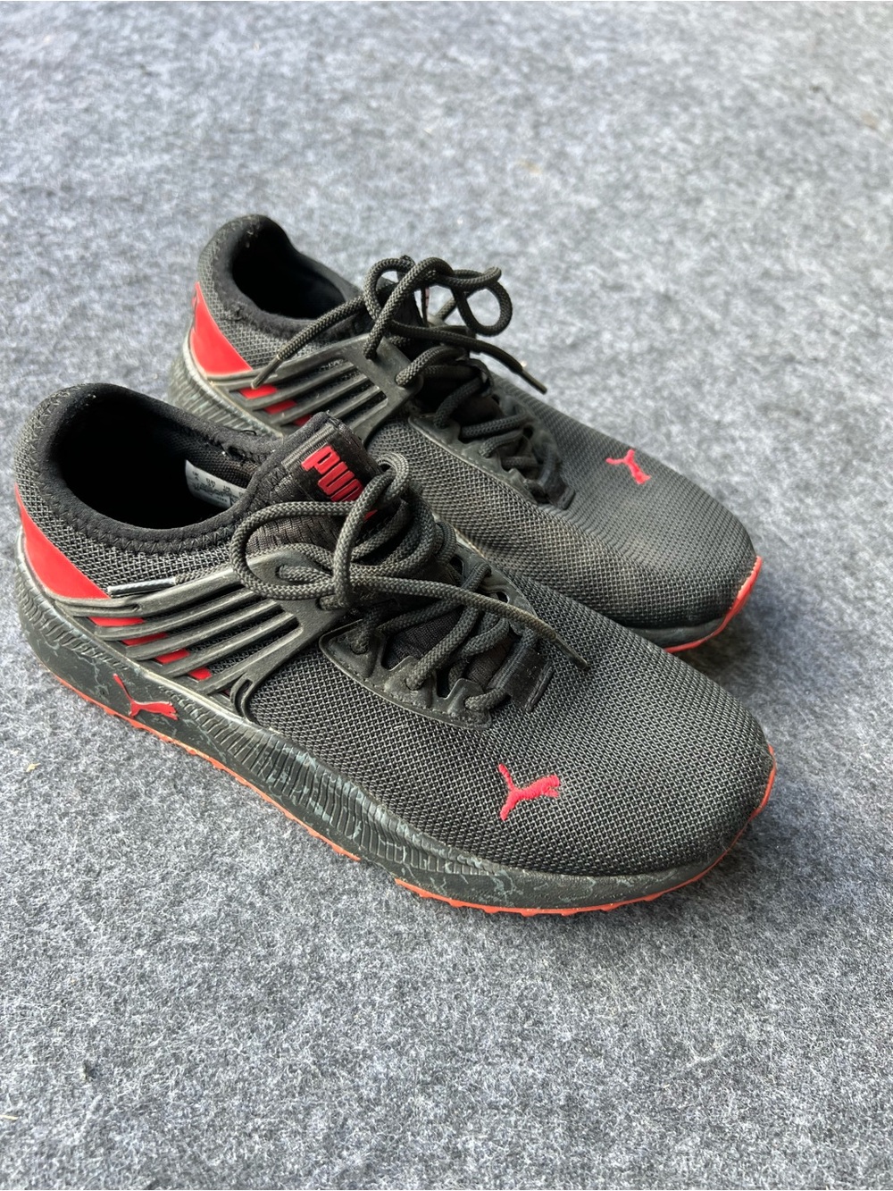 Puma kids Black Athletic Sneakers with Red Accents